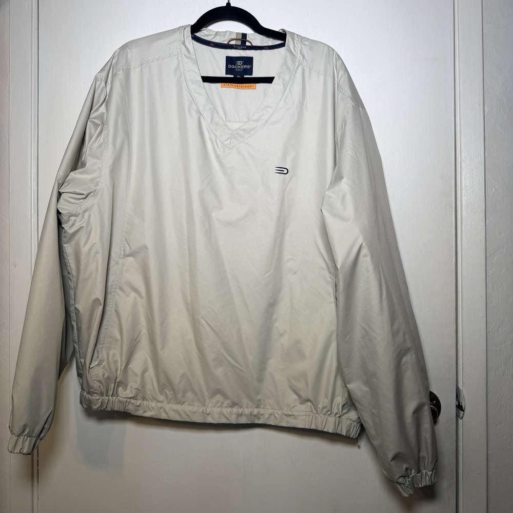 Dockers Golf Mens Pullover Jacket Size XL- V Neck W/Stain Defender Fleece Line